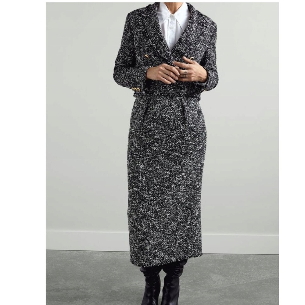 Zara nwt textured tweed pencil skirt ankle length